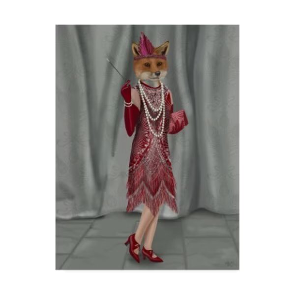 Fab Funky 'Fox Lady 1920s Flapper' Canvas Art, 14x19, Trademark Fine Art, Mfr#: WAG15874-C1419GG